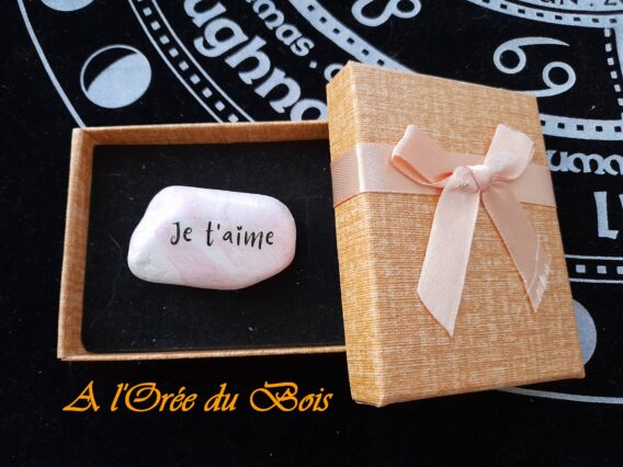 Je t'aime blanc&rose galet d'amour